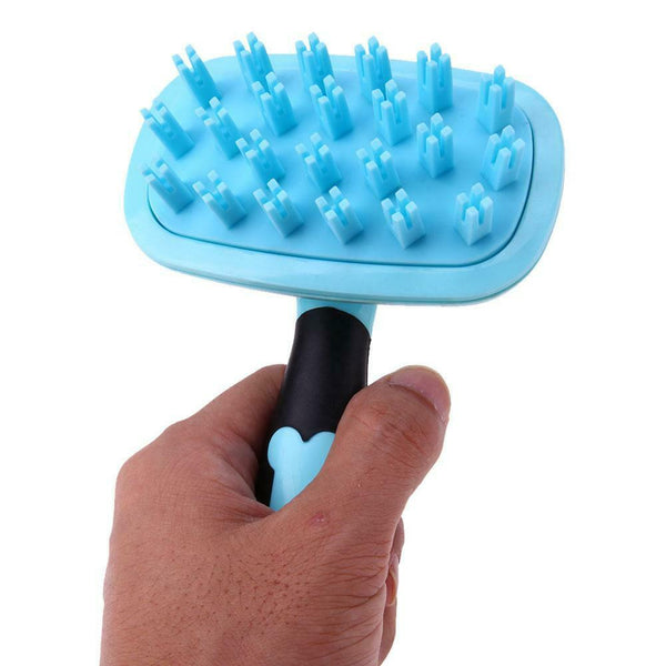 Pet Dog Cat Silicone Massage Comb Hair Removal Grooming Cleaning Brush Pink A#S