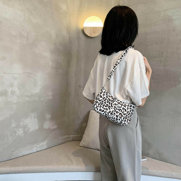 Women Nylon Handbags Shoulder Ladies Fashion Zipper Totes Bag (Leopard)