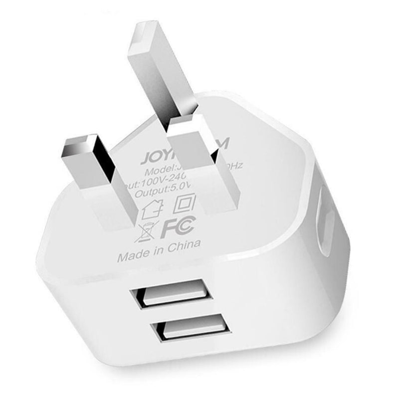 Portable Dual 2 Port USB Charger UK Plug 2.4A+1A Phone Travel Wall Adapter