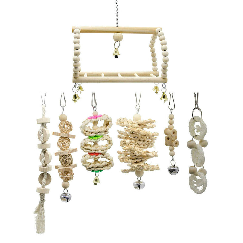 15 Pcs Bird Chewing, Swinging and Climbing Toys with Bell for Medium Parrots and