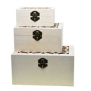 3pcs Natural Unfinished Wood Rectangle Wooden Jewelry Gift Box Storage Case