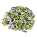100 Pcs Mini Satin Ribbon Rose Flower Leaf Wedding Decor Appliques Sewing D J6R8