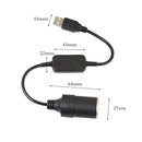 300mm 5V 2A USB Input To 12V 1A Output Female  Lighter Socket Power Switching