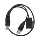 Dual USB 2.0 to SATA 13Pin 7+6 Adapter Lead Cable For Laptop PC CD/DVD-ROM Drive