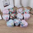 Mini Heart-shaped Flower Tin Trinket Jewelry Coin Box Tinplate Storage CaseJR