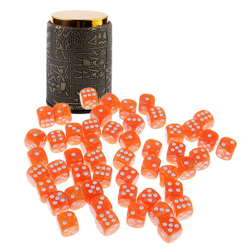 Dice Cup with 50 Pieces 6 Sided Spot Dices D6 Dice for Dungeons and Dragons