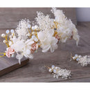 Bridal Hair Rhinestone Wedding Anniversary Prom Flower Jewelry With Earring