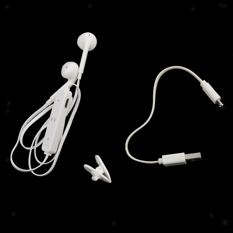 Wireless Bluetooth Headset SPORT Stereo Headphone Earphone Handsfree White