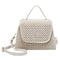 Retro Hit Color Shoulder Handbags Women Flap Woven Crossbody Bags (Beige)