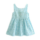 Children Dresses Girls Sleeveless Flower Print Bow Decor Backless Princess  D2O7