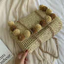 New Hair Ball Beach Bag Straw Clutch Bag Envelope Lady Ladies Day Summer Ch