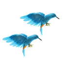 2Pcs Artificial Birds Feather Birds Decoration Props Home Garden Decoration Blue