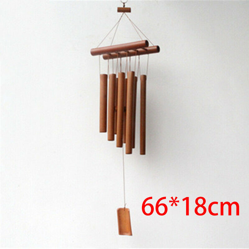 Hand-Crafted Bamboo Tubes Wind Chimes Hollow Tuned Music Natural Bamboo Win