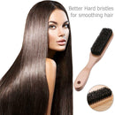 Wood Handle Hair Brush Hard Boar Bristle Hairdressing Beard Comb (Yellow) A