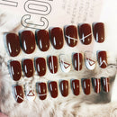 24pcs/pack wine red french false nails nail art design nail tips with glue  Z