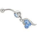 1pc Rhinestone Crystal Heart Barbells Navel Belly Bar Button Ring Body Pier M6O9