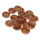 20pcs Brown Carved Flower Wooden Buttons 2 Holes Craft Sewing Cards DIY 23mm