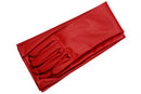 Pair of Stylish Red Solid Color PU Leather Long Gloves For Women S5M2