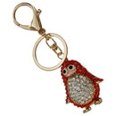 1pcs Bling Rhinestone Lovely Red Penguin Metal Keychain Keyring