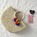 Summer Handmade Bags Women Pompon Beach Weaving Ladies Straw Bag Wrapped Be U5L7