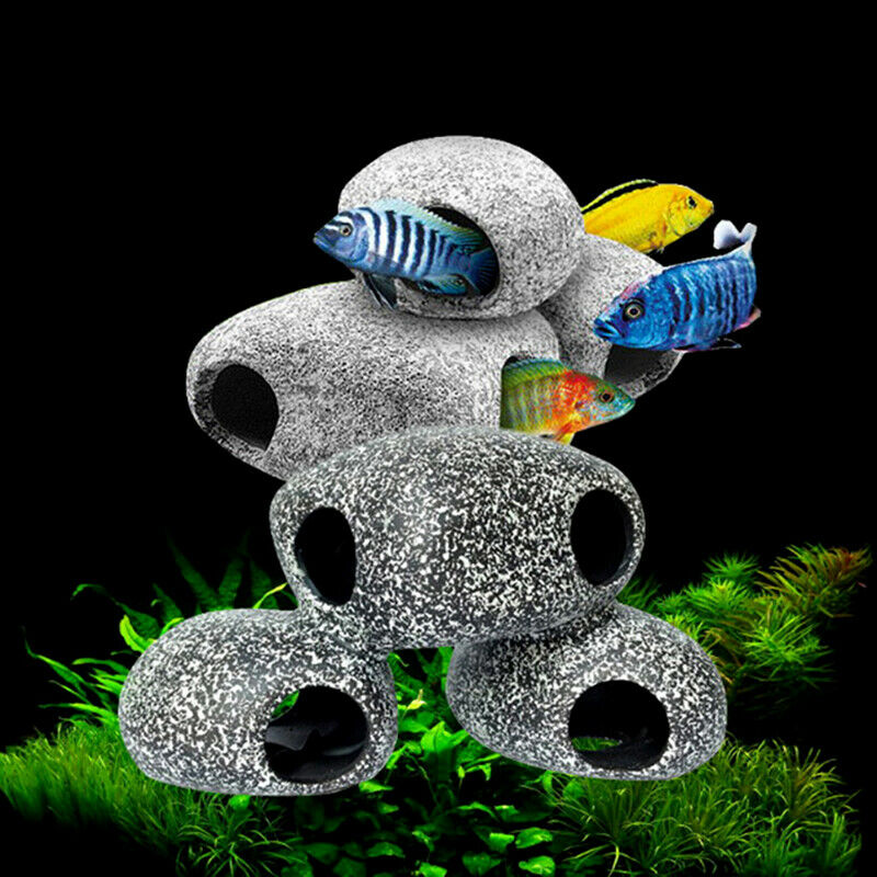 Cichlid Stone Aquarium Rock Shrimp Breeding Cave Hideaway Fish Tank Decorat Nd