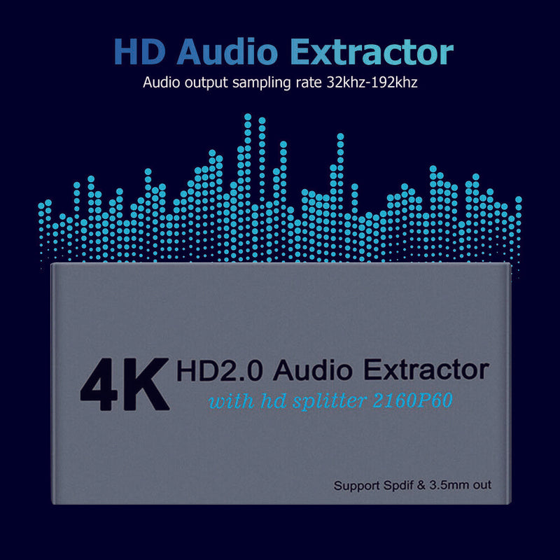 E12A 4K HDMI 2.0 Splitter 1 In 2 Out with SPDIF + 3.5mm Audio Extractor