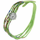Women's Quartz Wrap Around Leather Bracelet Wrist Watch Light Green H5V4