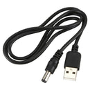 USB Cable 5.5mm / 2.1mm 5V DC Barrel Jack Power Cable (Black, 75cm)