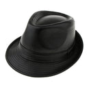 Unisex Retro Faux Leather Pork Pie Hat Classic Gentleman Flat Top Fedora Cap