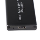 USB3.1 Type C to 50mm mSATA PCI-E Solid State Disk SSD Case Enclosure Bla