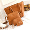 4pcs Women PU Leather Handbag Shoulder Bag Clutch Bag Card Holder(Brown)