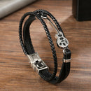 Stainless Steel Men'S Jewelry Leather Braided Bracelet Musical Instrument V