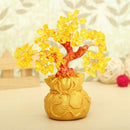 Feng Shui Wealth Lucky Citrine Crystal Gem Money Coins Tree in Money Bag De T4T8