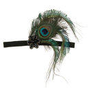Retro Style Stretchy Peacock Feather Crystal Headband Headwear Fancy Dress