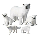 5Pieces Lifelike Solid Polar Animals Figures Arctic Animal Models Collection