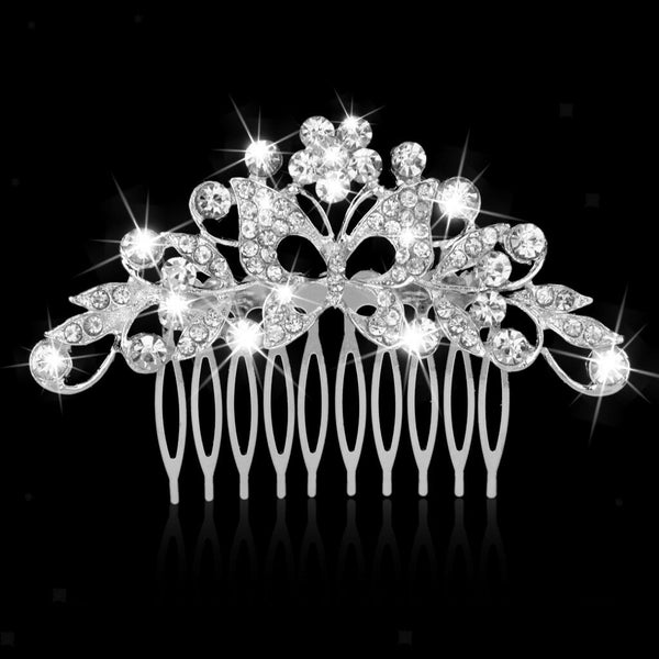 Fashion Crystal Butterfly Wedding Hair Comb Bridal Headpieces Hair Pieces