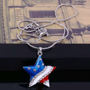 American USA Flag Star Design Diamante Pendant Patriotic Necklace