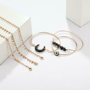 6pcs European Moon Bracelet Punk Retro Plated Bangles Women Jewelry Gift