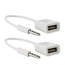 2x 3.5mm Male AUX Audio Music Plug Stereo Jack to USB 2.0 Female Wire Converter