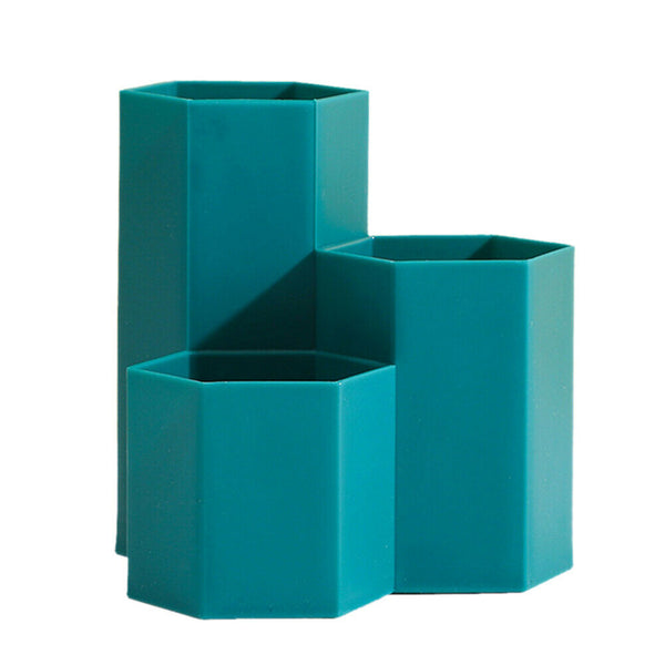 3 Lattices Makeup Brush Storage Box Cosmetics Pen Holder Organizer (Green) A#S