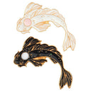 2Pcs Yin-Yang Fish Brooch Badges Enamel Pin Black White Pink Carp Koi Brooc N9B1