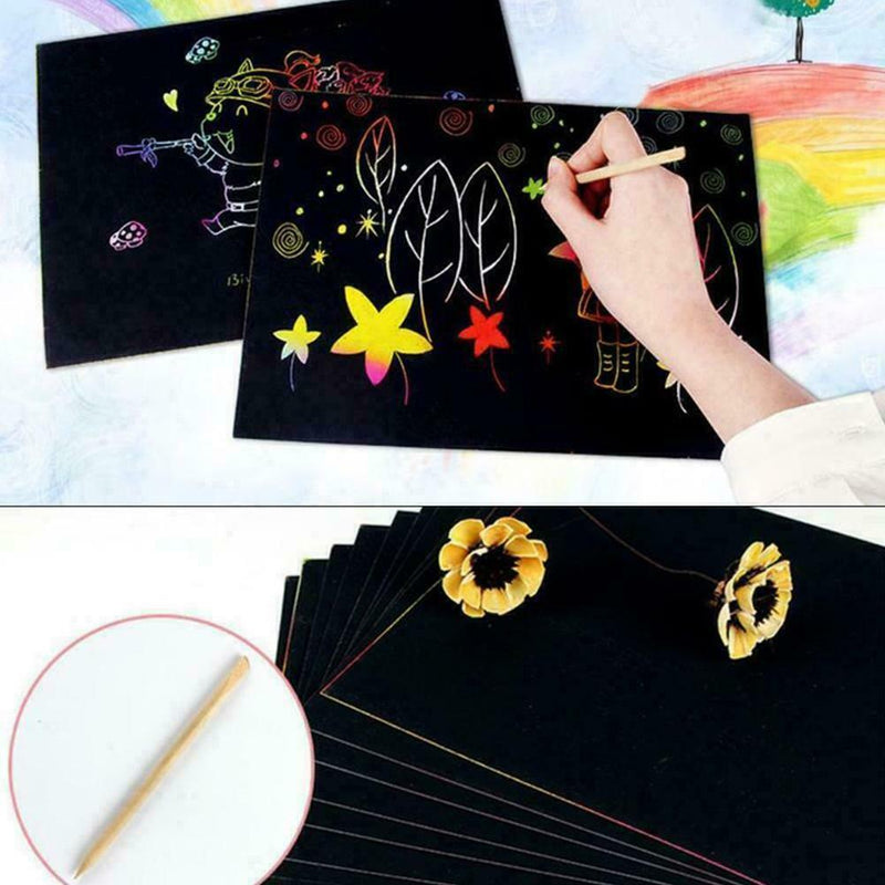16K Colorful Scratch Paper Kids Creative Magic Drawing Paper With Scratch P E0Z2