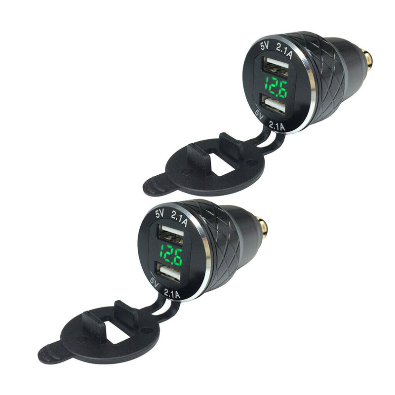 2x Motorcycle Scooter Double USB Charger DIN Socket Voltmeter For BMW F800 F650