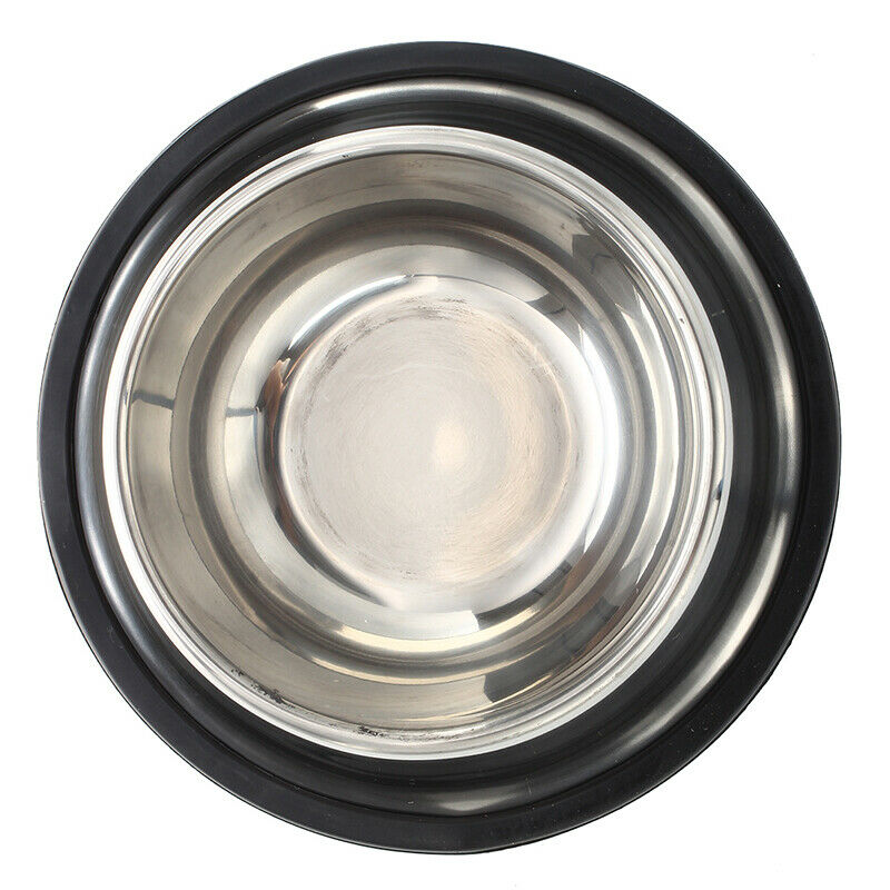 Stainless steel food bowl w / rubber ring for Pets - 1