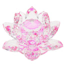 Crystal Lotus Flower Buddhist Ornament Feng Shui Art Glass Paperweight Pink