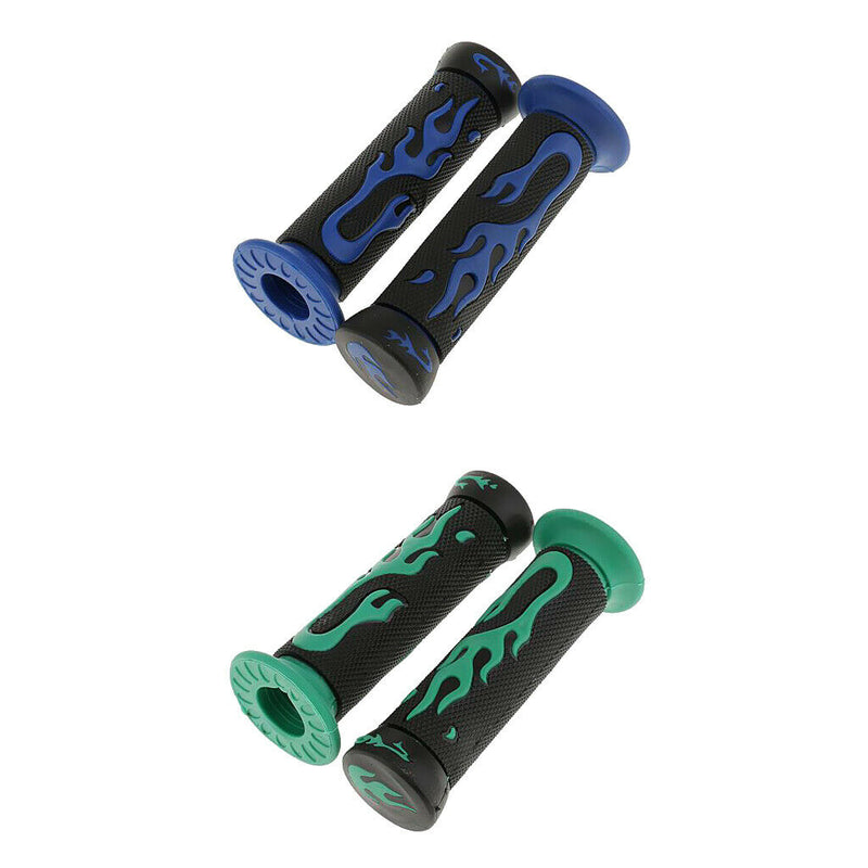 2 Pairs Blue+Green 7/8'' 22mm Motorcycle Handlebar Comfortable Grip Durable