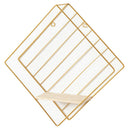 Wall Hanging Floating Shelf Rack Organizer Geometric Office Golden Rectangle