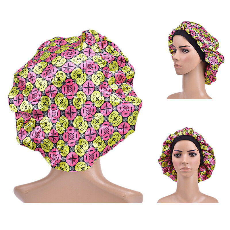 Night Sleep Cap Satin Hair Bonnet Hat Head Cover Wide Elastic Band Hair Loss CTO
