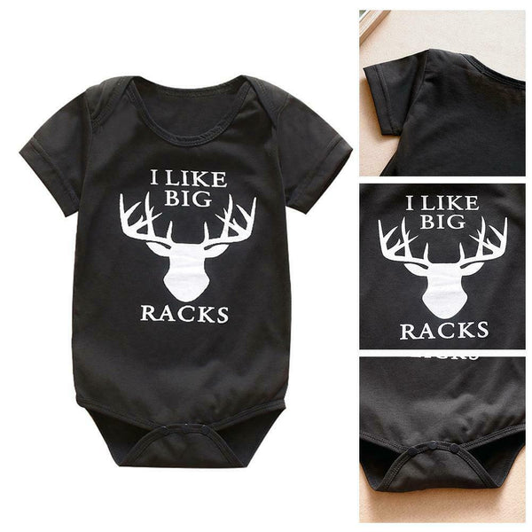 Short Sleeve Baby Boy Girl Deer Printing Romper O-neck Jumpsuit (9-12M) A#S