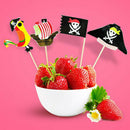 20pcs Cake Toppers Pirate Theme Fruit Picks Insert Card Halloween Party Dec BX